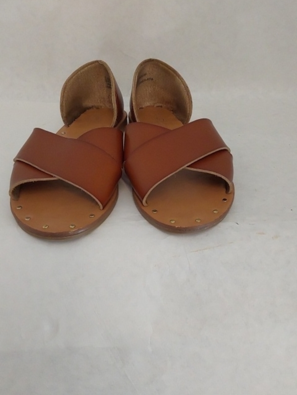 Women's Brown Cross-Strap Slide Sandals